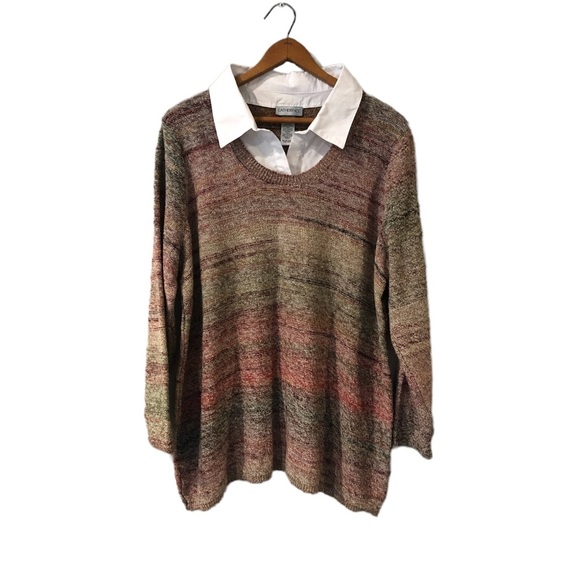 Catherines Sweaters - Catherines women’s multi color crew neck sweater with shirt cotton blend.
